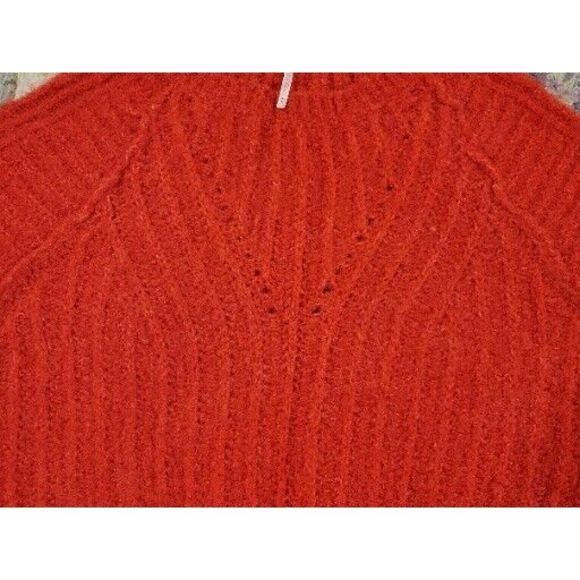Free People Sweater Womens Small Red Carter Knit Pullover Sweatshirt Cropped - Picture 6 of 7